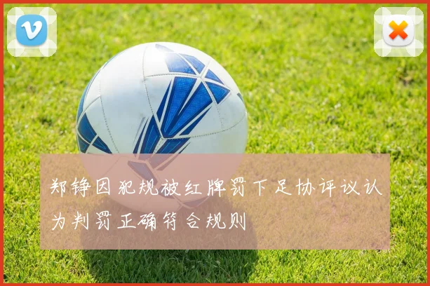 郑铮因犯规被红牌罚下足协评议认为判罚正确符合规则